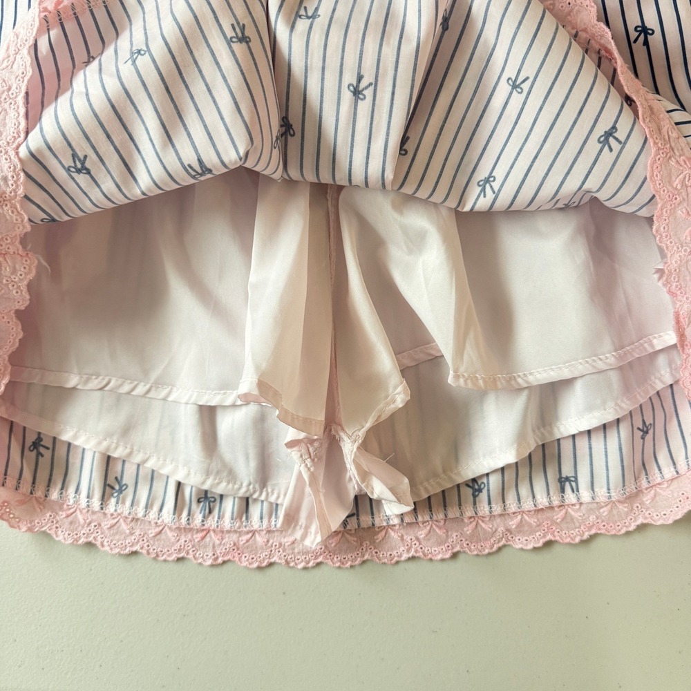 Cloud Ten Cottagecore Striped Bow Skort Pink Lace Trim Skirt Shorts XS NWOT New - Picture 5 of 9